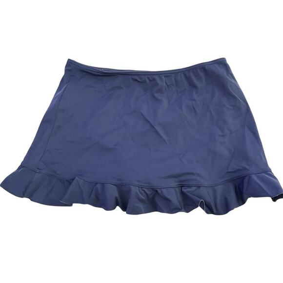 A Shore Fit Women's Ruffle Hem Swim Skirt Size 10 Navy Blue - Picture 3 of 7